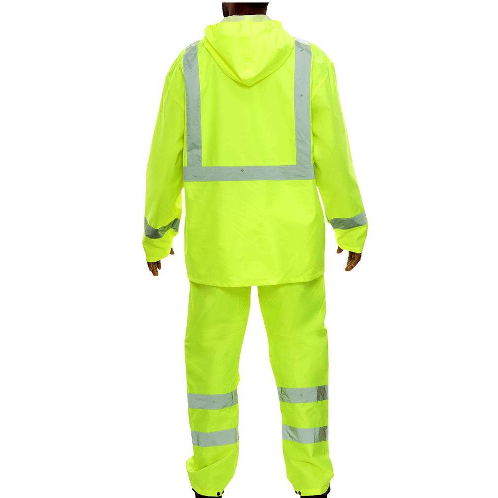 Hi-Vis Rainsuit and Safety Raingear with Waterproof Hooded Parka & Pants