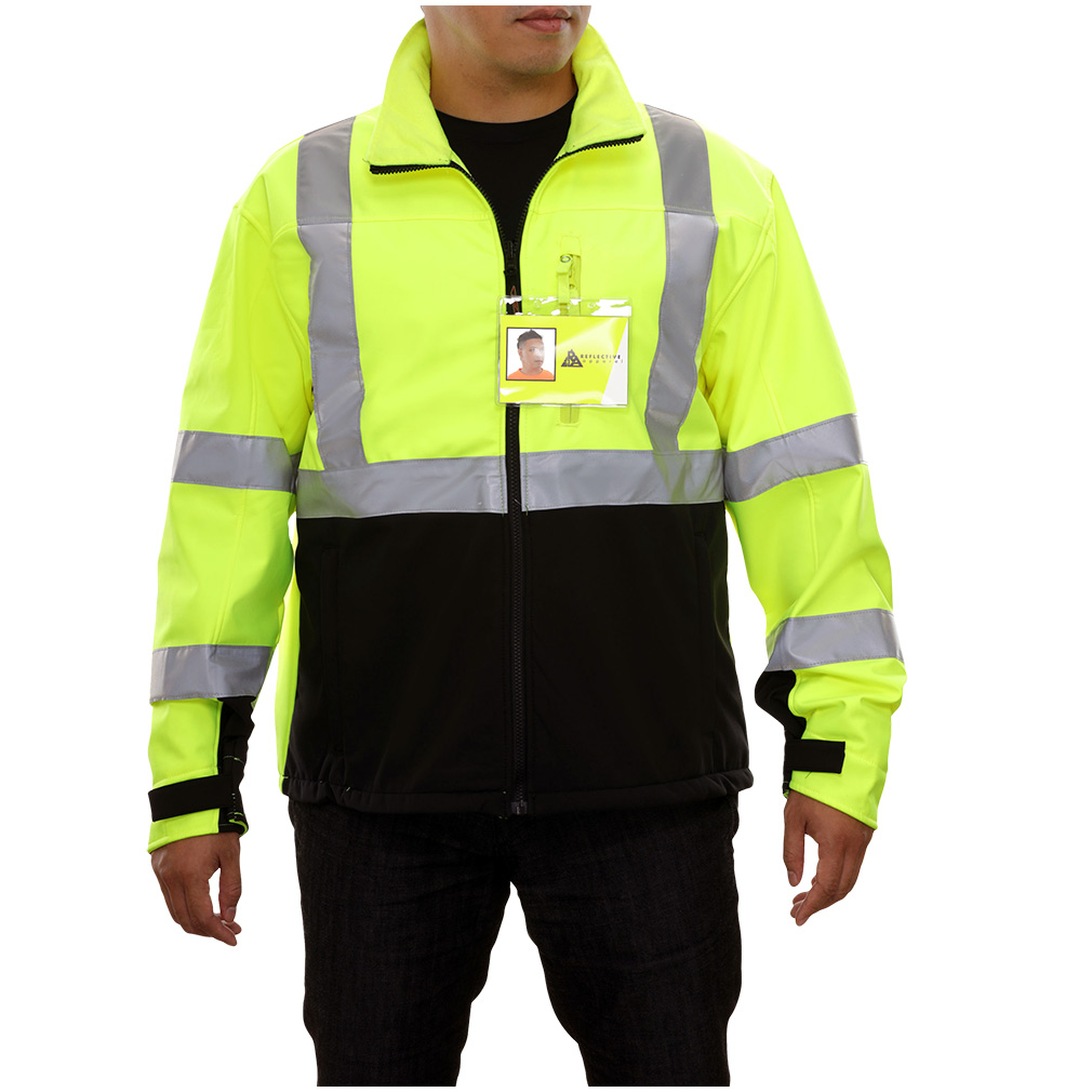 Hi-Vis Safety Soft Shell Athletic Jacket with Breathable, Waterproof & Windproof TPU 3 layer fab