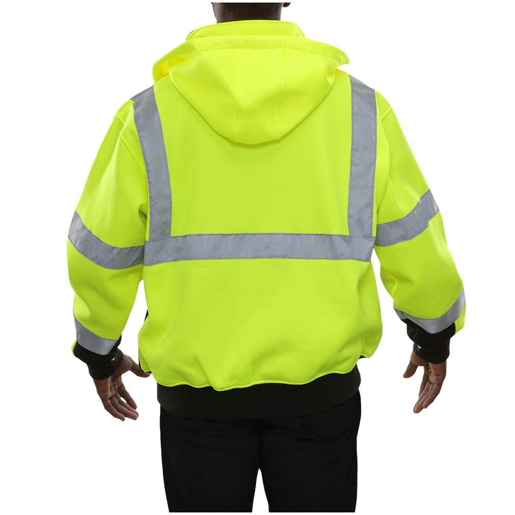 Hi-Vis 2-Tone Waterproof Full YKK Zip Safety Sweatshirt with Removeable Hood 10.5OZ