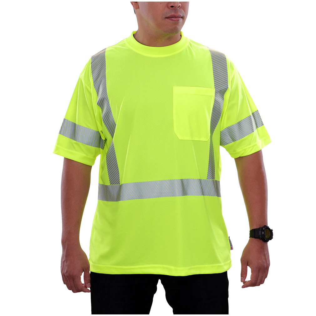 Hi-Vis Classic Standard Wicking ANSI Class 3 Safety Short Sleeve T-Shirt with Pocket 