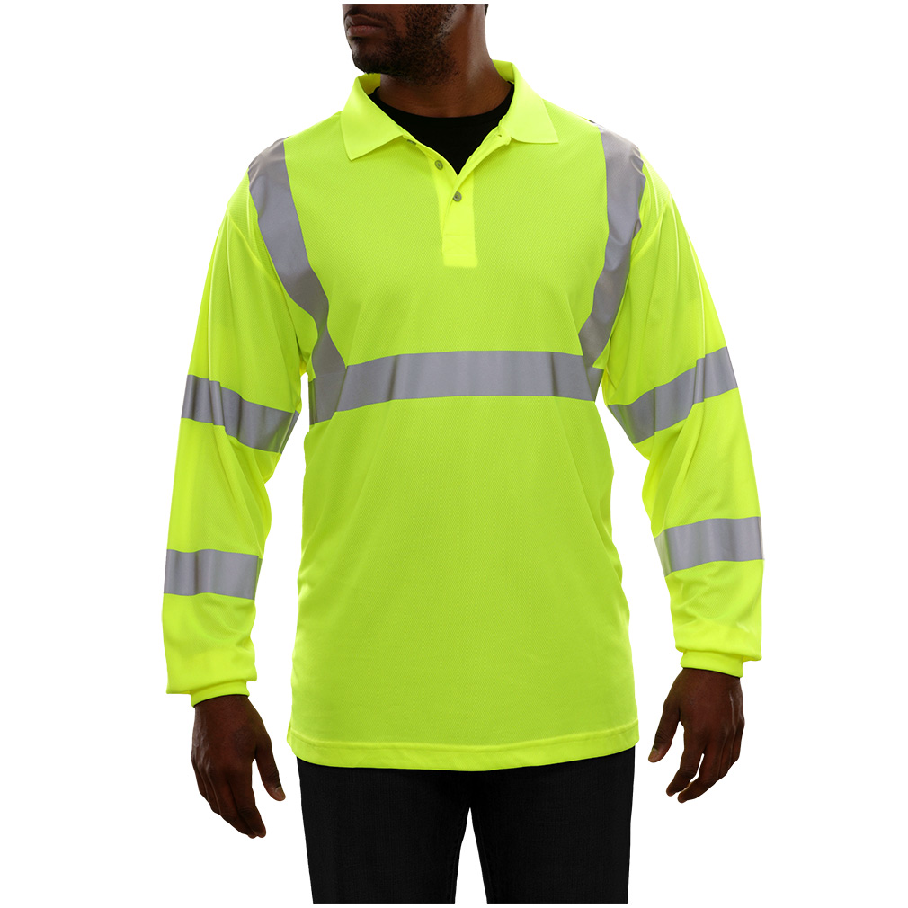 Hi-Vis Comfortable Quick-Dry Lime Safety Long Sleeve with 3M™ Scotchlite™ Tape