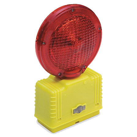 Barricade Light, Red, Battery Operated, D Cell, 3 Modes with Flash|Constant|Off