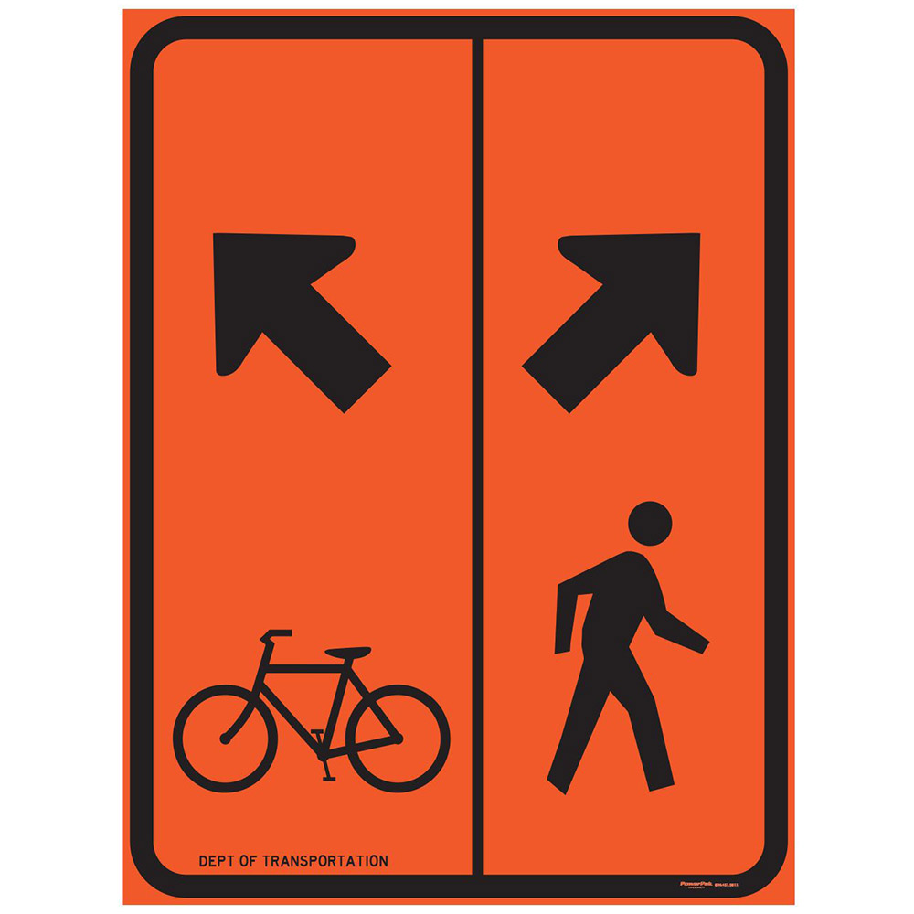 Aluminum Reflective Bicycle Symbol & Pedestrian Symbol Road Safety Sign