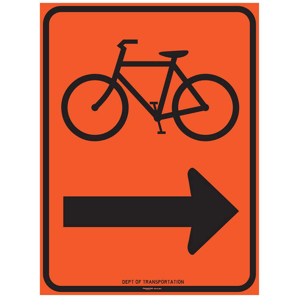 Sign, Bicycle (symbol) with Straight/Left/Right Arrow, Aluminum
