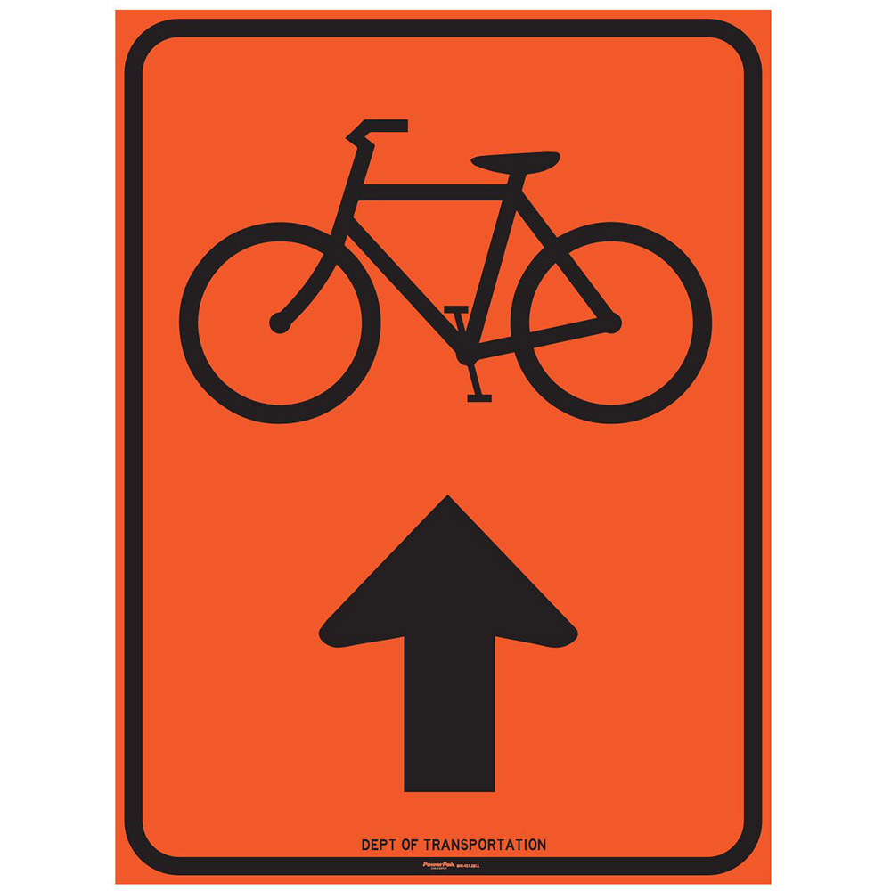 Sign, Bicycle (symbol) with Straight/Left/Right Arrow, Aluminum