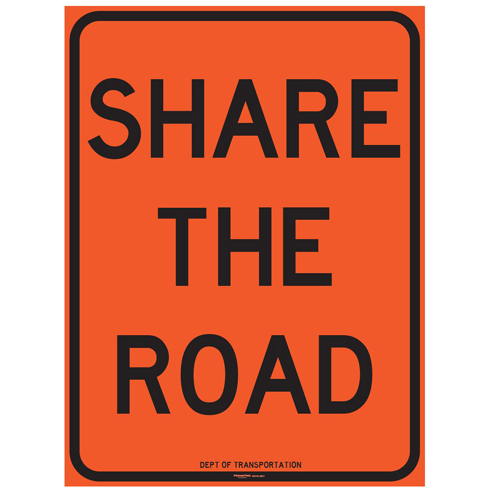 Sign, "Share The Road", Reflective, Aluminum