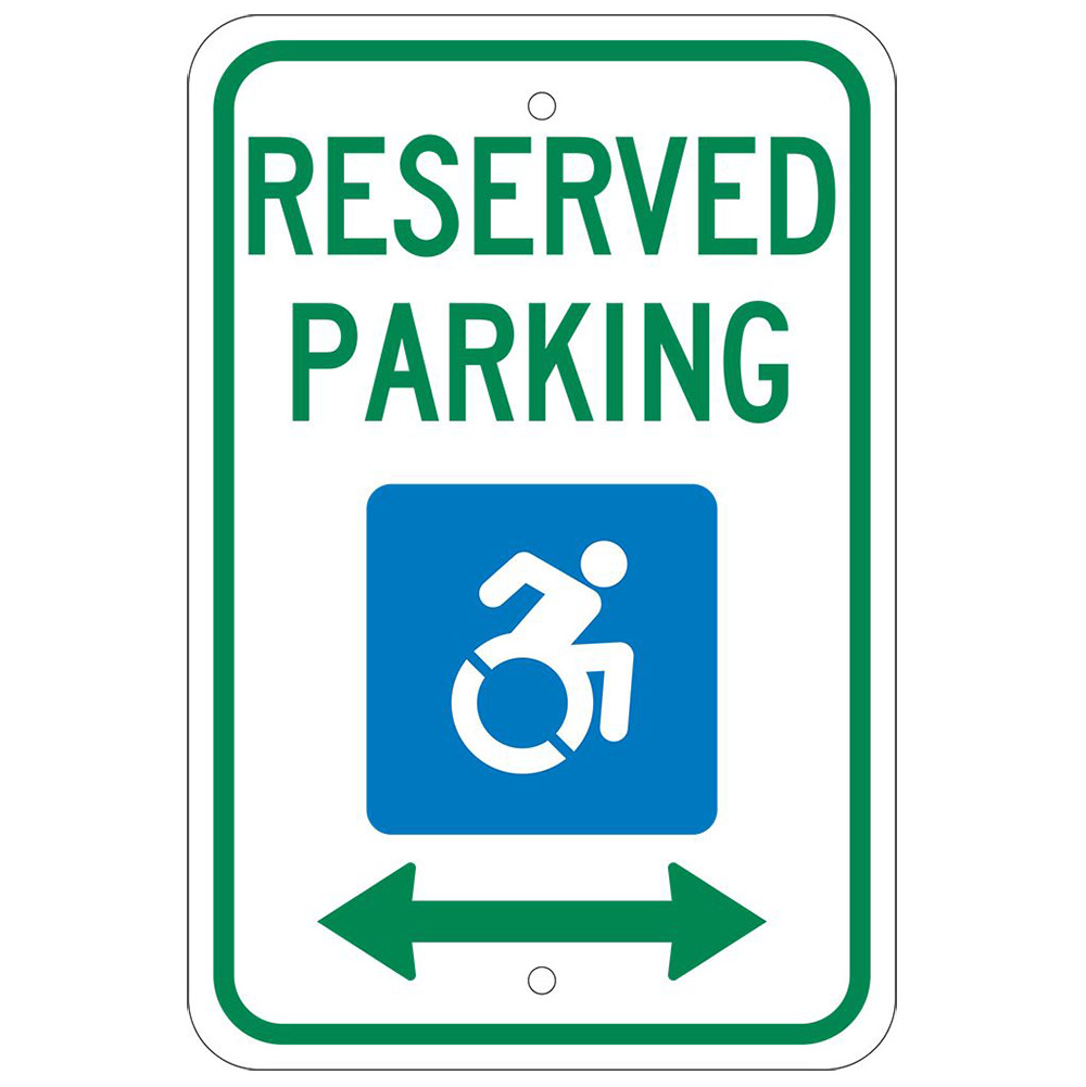 Sign, "Handicapped Parking", Reflective Aluminum, Pre-Drilled Holes