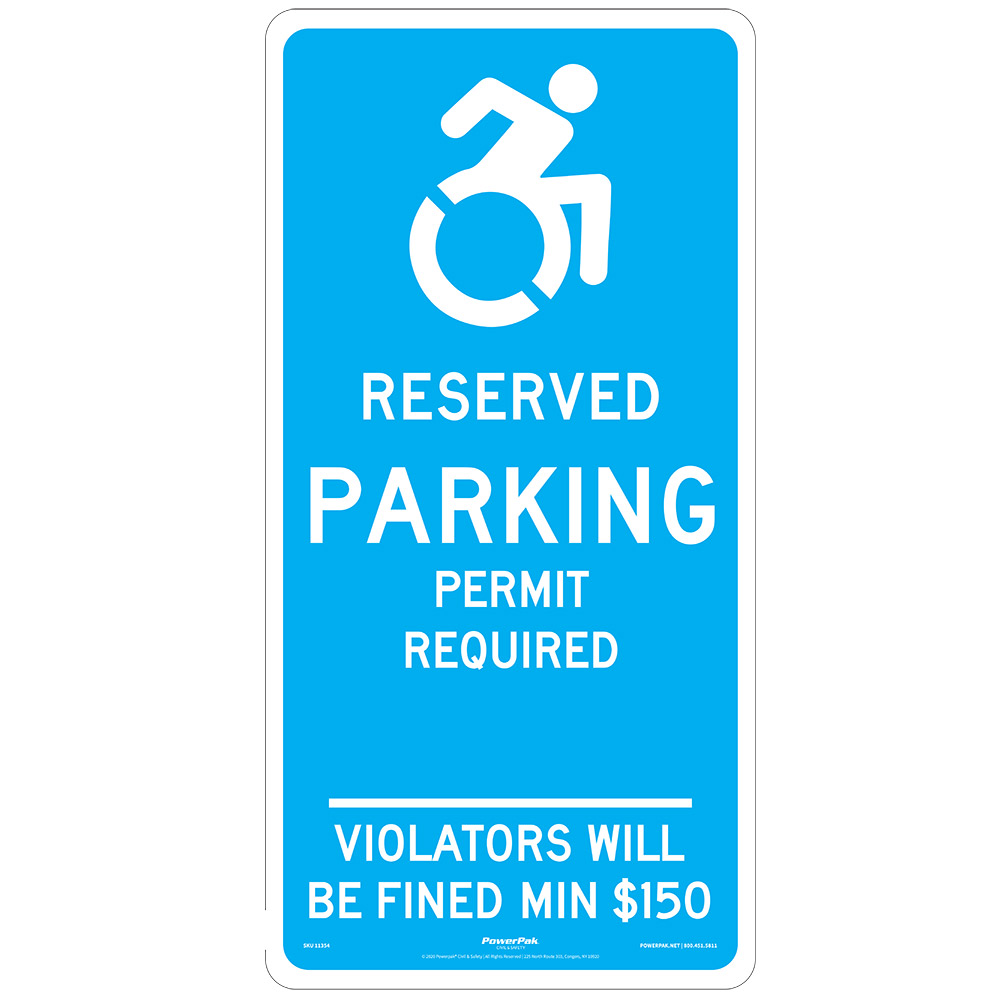Sign, "Reserved Parking Permit Required", with Handicap (symbol),  Aluminum