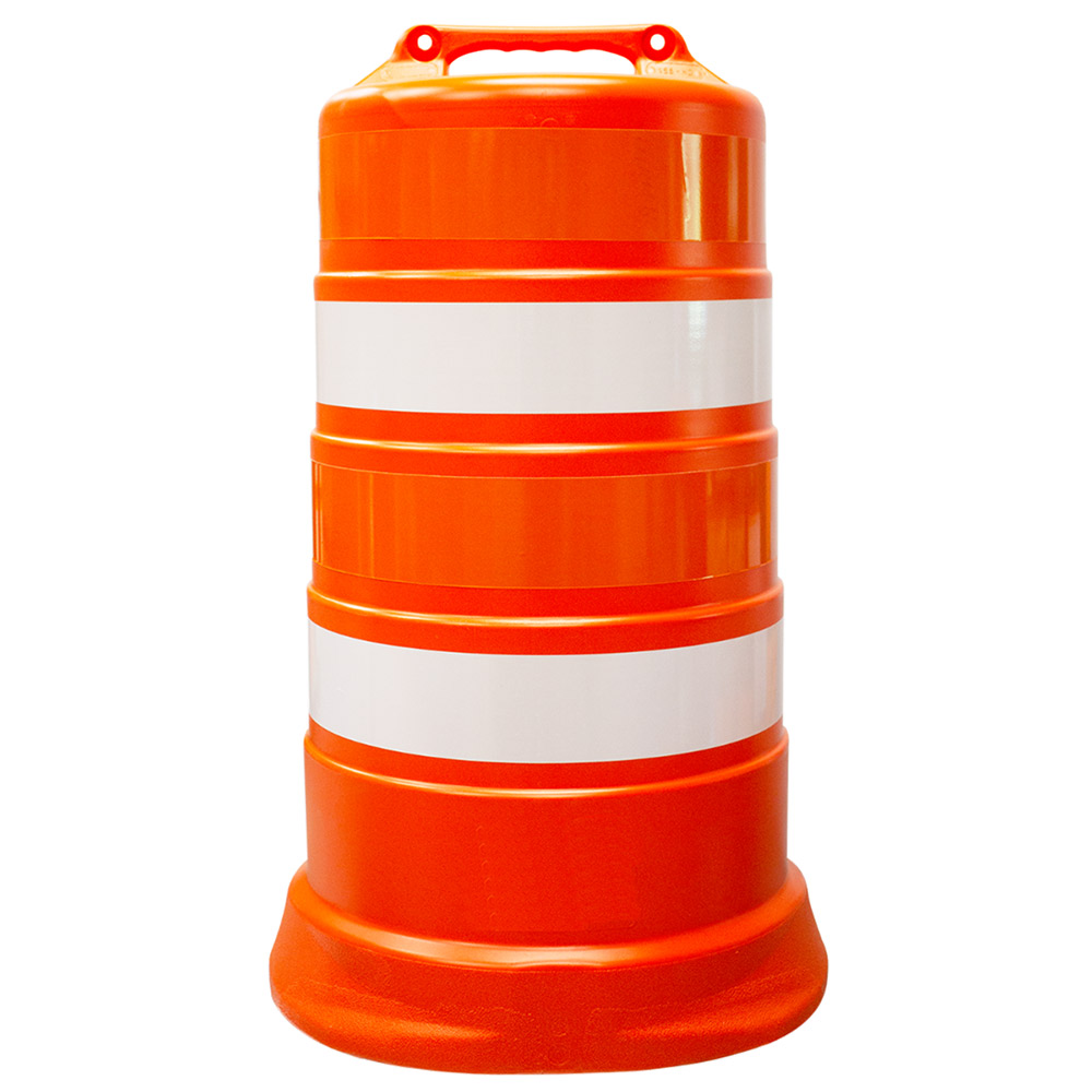 Traffic Barrel, Orange with 4 Reflective Stripes, 4" EG Stripe Width