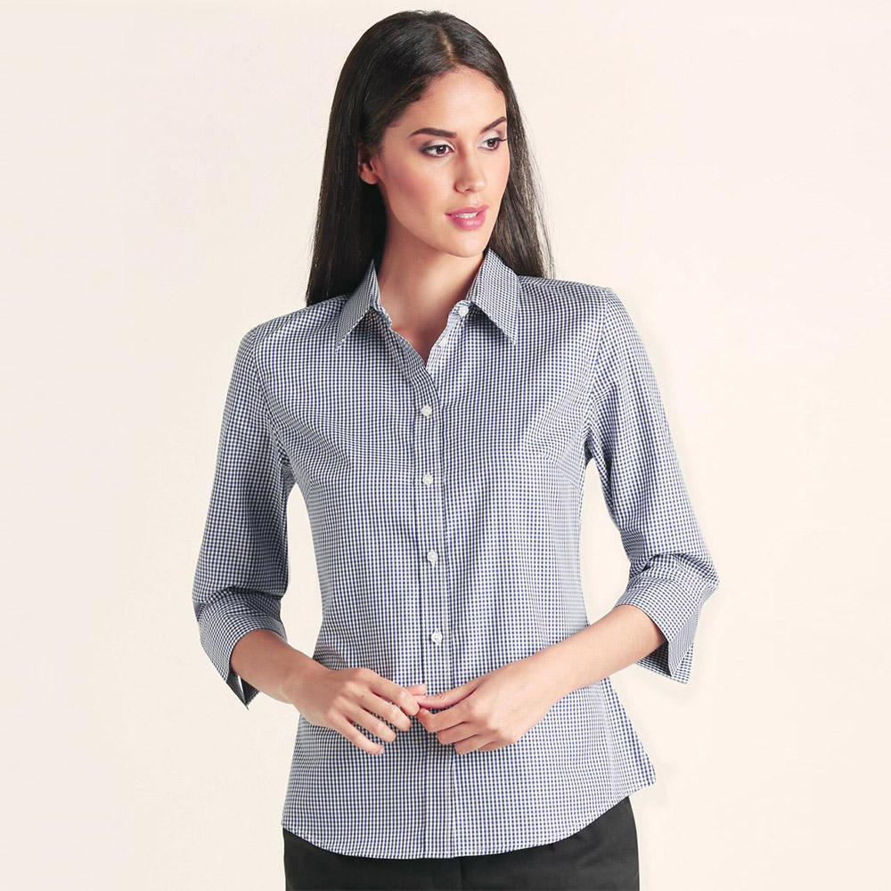 Ladies' Multi-Tone Check 3/4 Sleeve Shirt