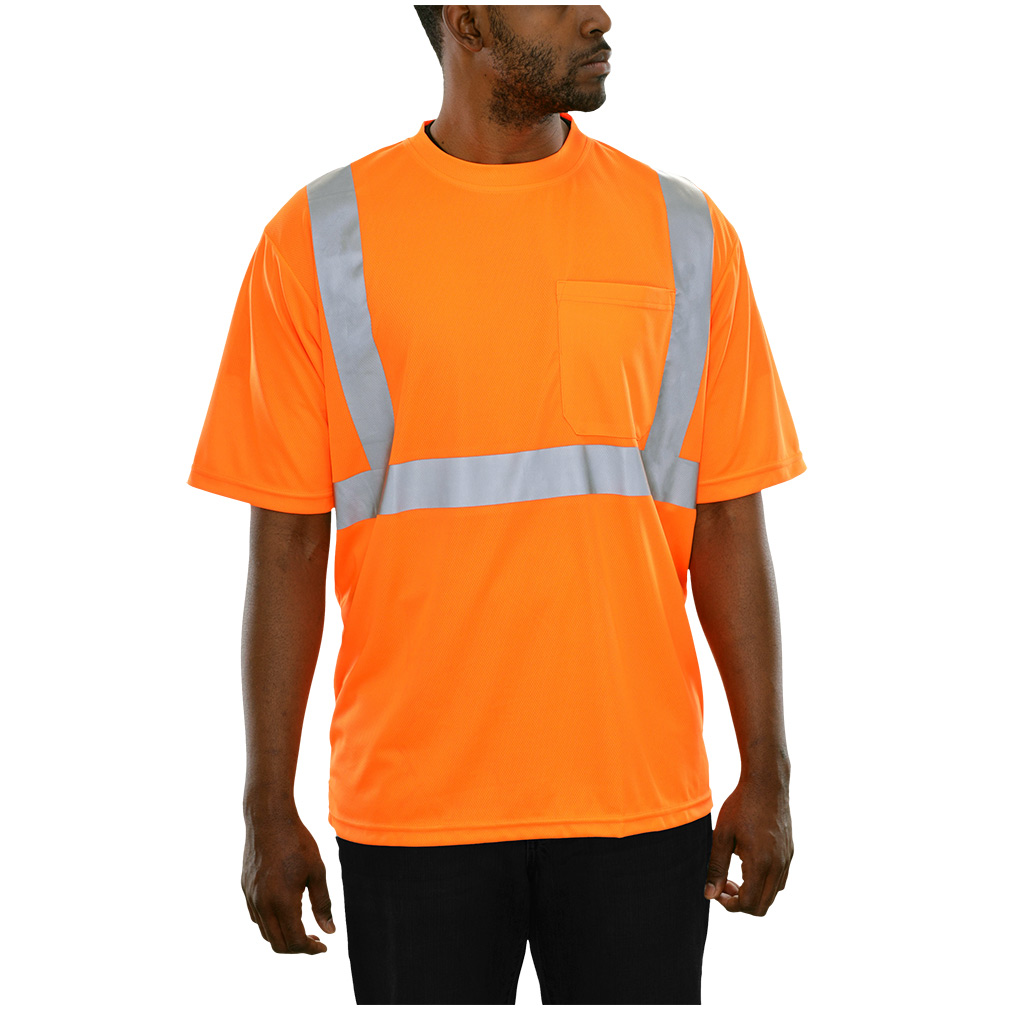 Hi-Vis Durable X-Back Short Sleeve ANSI Class 2 Safety Shirt With Pocket 