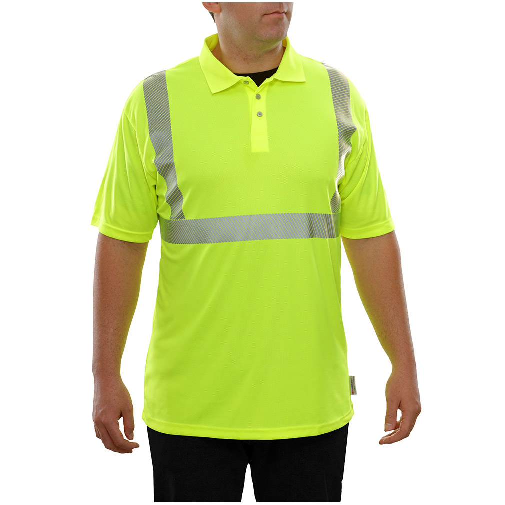 Hi Vis Breathable Wicking Safety Polo Shirts with Flexible 3M™ Segmented Tape
