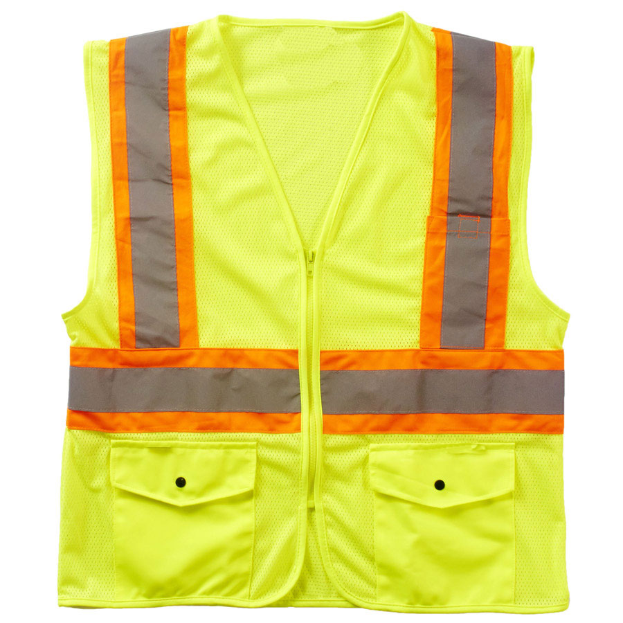 Hi-Vis Two-Tone Safety Vest ANSI DOT Type R Class 2 with Contrasting Stripes