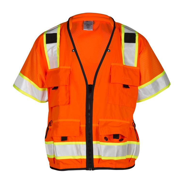 High Performance Hi-Vis Durable Breathable Surveyors Mesh Safety Vest with ID Pocket