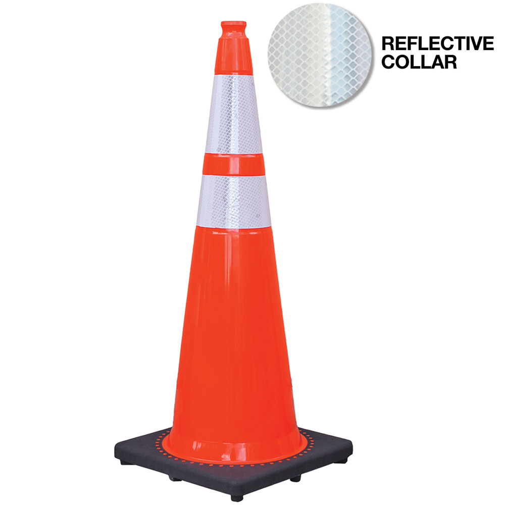 Injection Molded PVC 36" Double Reflective Collars Safety Cone with 10 lb Base